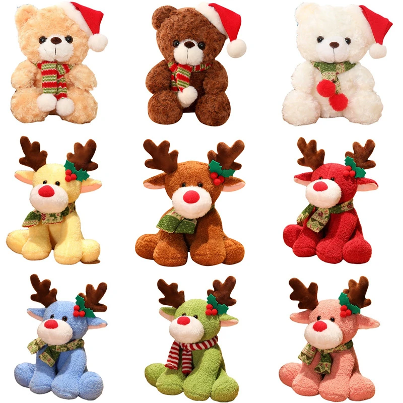 Muñeco de oso de Peluche de ciervo de Navidad, muñeco de Peluche esponjoso  de dibujos animados Kawaii, Peluche de Animal lindo, decoración de fiesta  de vacaciones| | - AliExpress