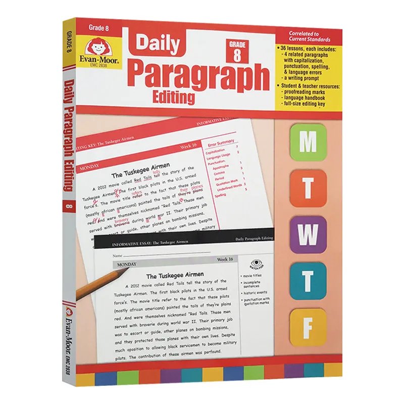 

Evan-Moor Daily Paragraph Editing, Grade 8 TE Workbook,aged 10 11 12 13, English book 9781609638337