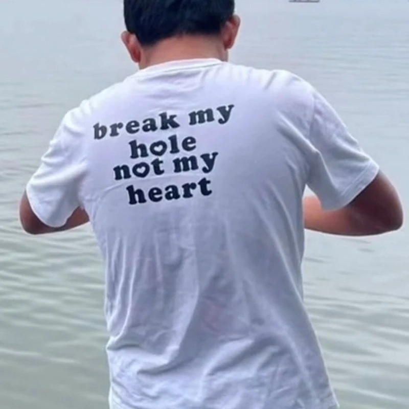 Женская футболка с забавным принтом надписи Break My Hole Not My Heart, готическая одежда в стиле Харадзюку, модная футболка, топы Женская футболка с забавным принтом надписи Break My Hole Not My Heart, готическая одежда в стиле Харадзюку, модная футболка, топы