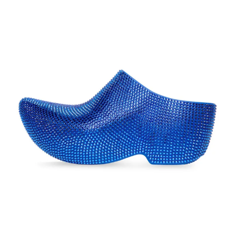 

Chunky Sole Platform Mules Formal Crystal Slippers Women Beach Pointed Toe High Heel Wedge Slides Women Party Shoes for Woman