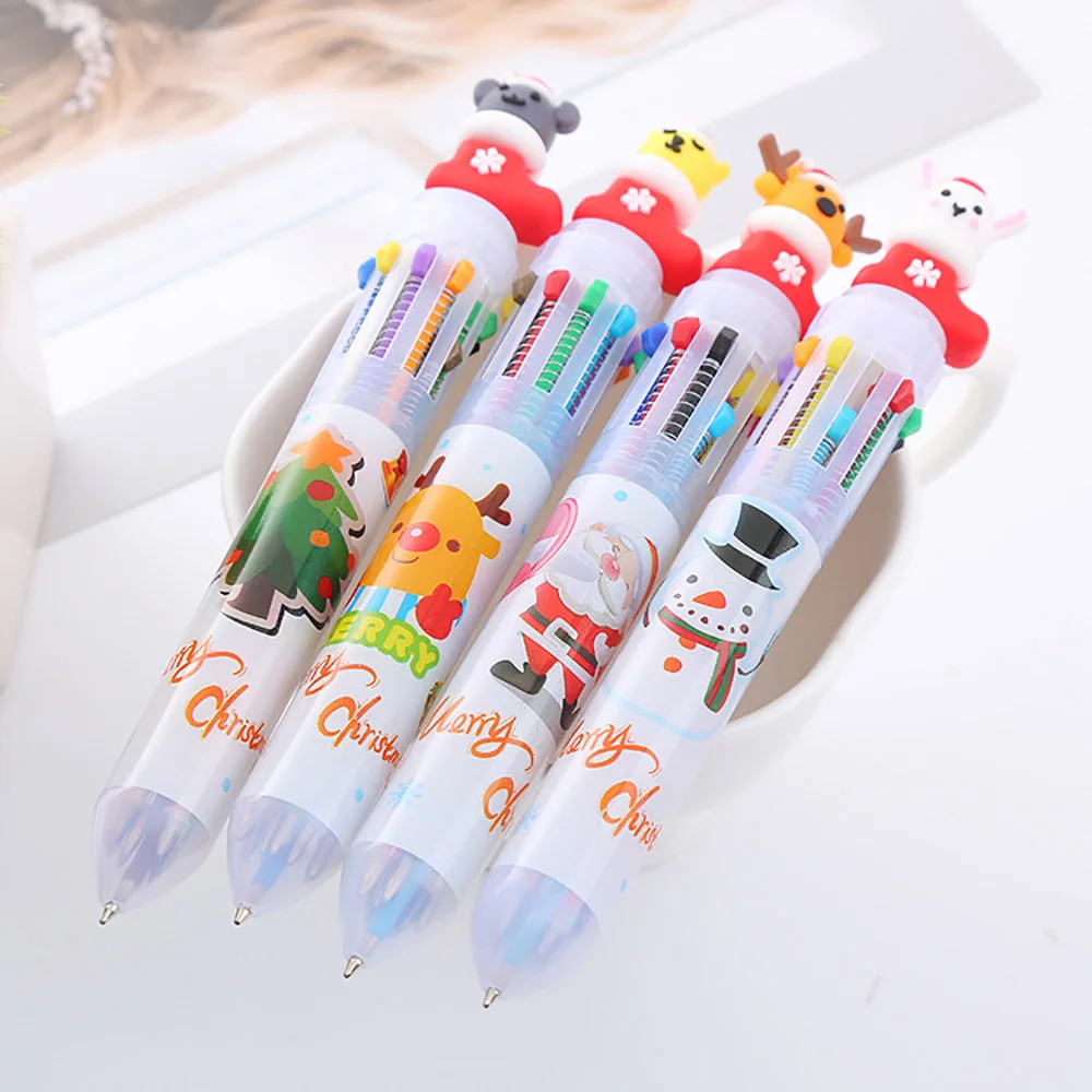 

Multicolored Pens Colorful Refill Xmas Ballpoint Pen Merry Christmas Gifts Stationery Writing Tool Office School Supply