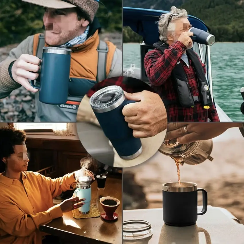 Insulated Stainless Steel Travel Tumbler - 16oz, BPA-Free with Handle and Lid