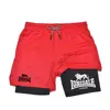 Print 2 in 1 Running Shorts for Men Gym Workout with Phone Pocket Towel Loop Summer Sport Athletic Activewear