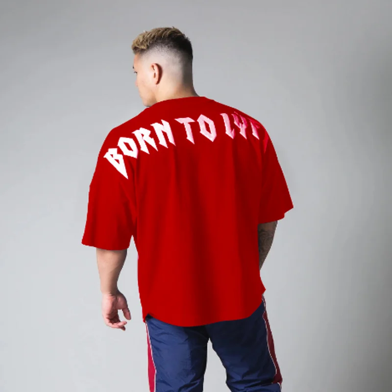 Sport T Shirt Men Bodybuilding Print Loose Short Sleeve Workout Fitness T-shirt