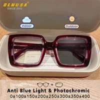 BLMUSA-Lunettes carrées photochromiques bloquant la lumière bleue, lunettes à grand cadre, lunettes de lecture pour dames, lunettes de myopie pour contrevenants 1