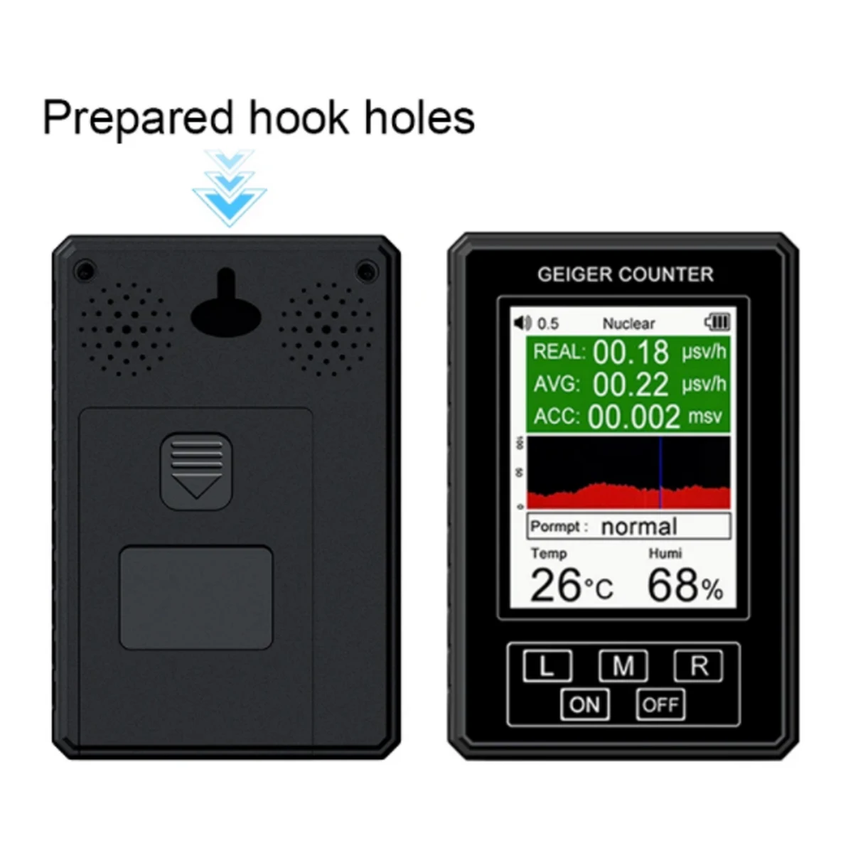 XR1 Pro Nuclear Radiation Detector Color Display Screen Geiger Counter Personal Dosimeter Marble Detector Beta Gamma X-ray 6