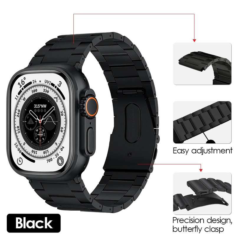 Titanium Metal Strap For Apple Watch 8 7 SE 6 5 4 3 Ultra 49mm Band Correa For Apple iWatch Series 45mm 41mm 40mm 38mm 42mm 44mm
