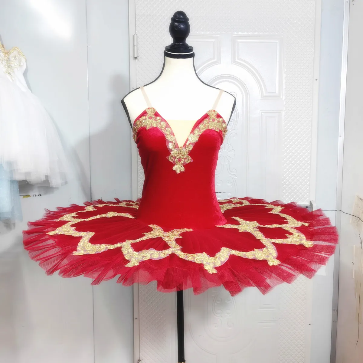 Ballet Tutu Skirt Velvet Top Professional Belly Dance Costumes White Swan Lake Costumes Performance Clothing Red Black White