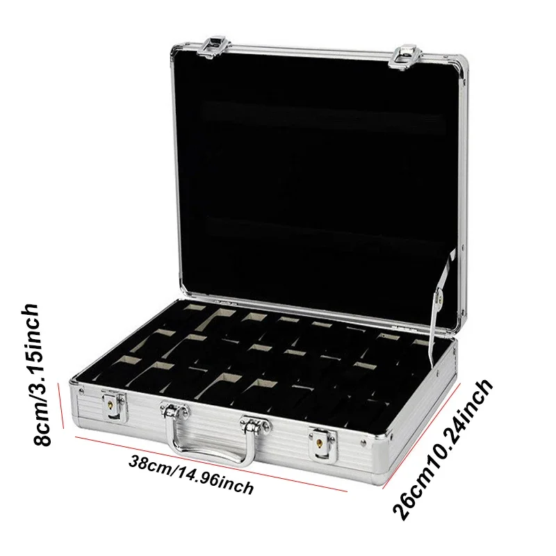 Deluxe Metallic Aluminum Watch Storage Box - Shatter-Resistant with Multiple Slots