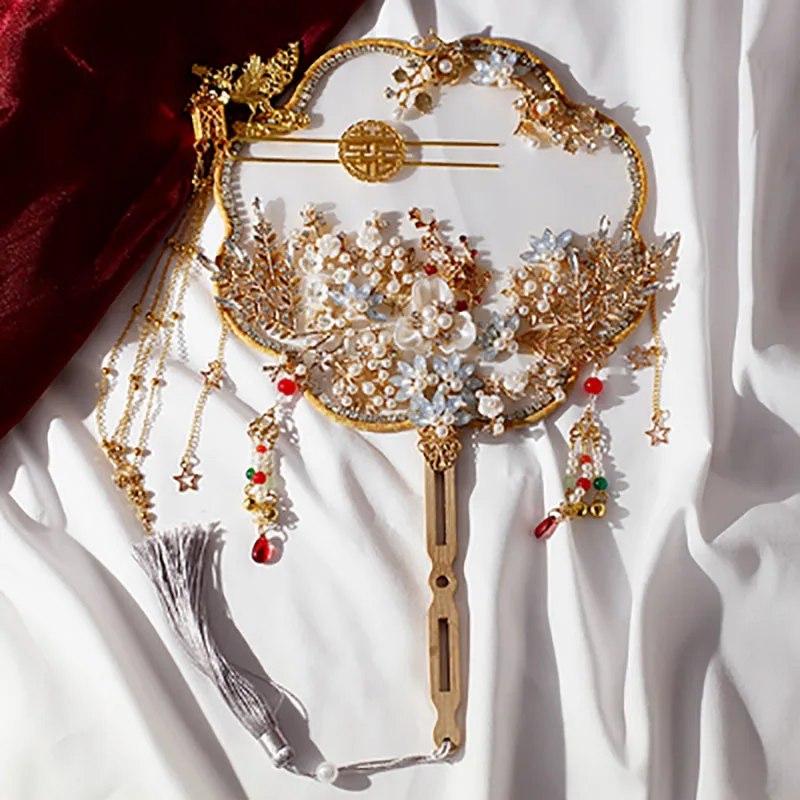 

Chinese Wedding Ancient Style Hand Holding Fan Bride Wedding Group Fan Finished Fan DIY Wedding Gifts