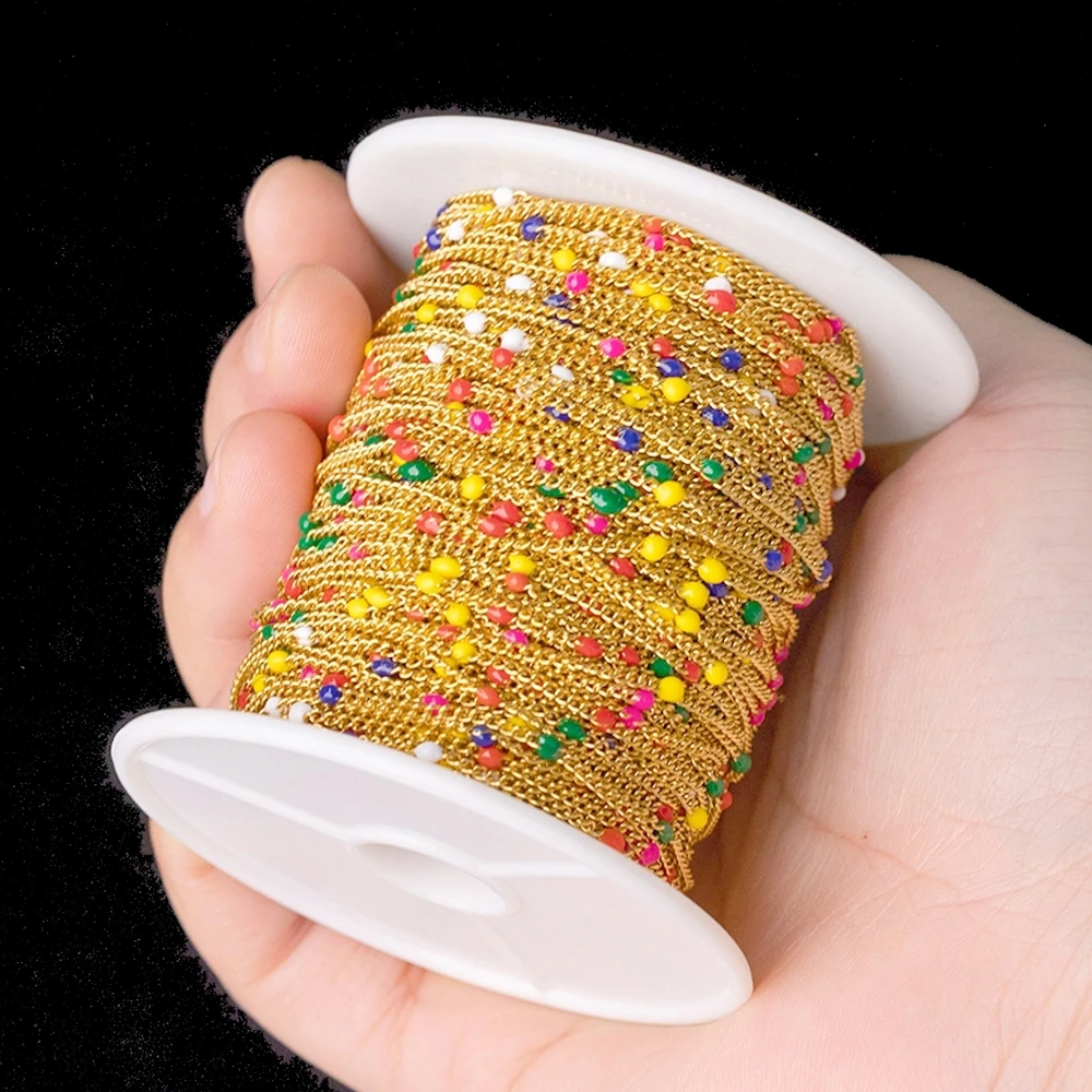 1 m Edelstahl Emaille Kugel Perlen Twisted Link Kreuz Kabel Kette Extender für Halskette Armband Fußkettchen Schmuck Machen DIY – Detail 1
