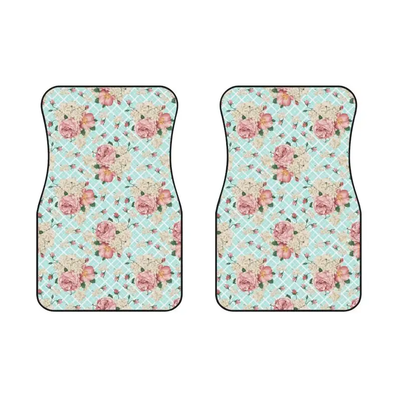 

Retro Floral Car Floor Mats 2x Front Vintage Flower Car Accessories, Vintage Floral Floor Mats For Car, Car Floor Mats Set
