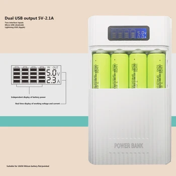 Custodia Caricabatterie Fai-da-te con Doppia Uscita USB, Power Bank Portatile a Ricarica Rapida, Ingresso Micro USB e Type-C per Batterie Ricaricabili