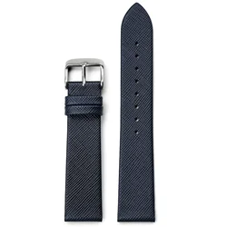 Premium Genuine Cowhide Leather Watch Band - Elegant Universal Strap - 22mm (Blue)