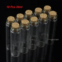 10 Pcs 20ml 22*80mm Empty Tiny Small Clear Cork Message Glass Bottles Vials Wholesale 1