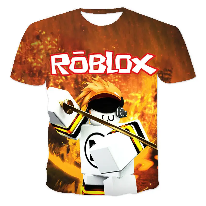 ROBLOX Summer Neck Short-sleeved 3D Kids Cartoon Print Splicing T-shirt  O-neck Sport T-shirt Boys Girls Tops High Short Sleeve - AliExpress