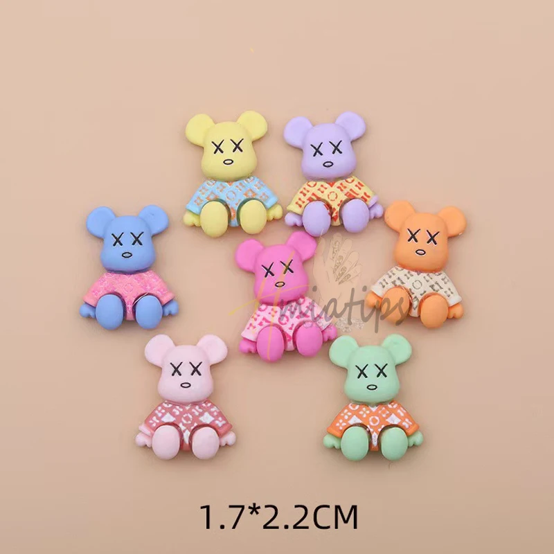 10Pcs Pink Kawaii Bear Shaped Nail Art Charms 3D Resin Cute Color Bear Nails Decoration Luxury Designs DIY Manicure Decoration