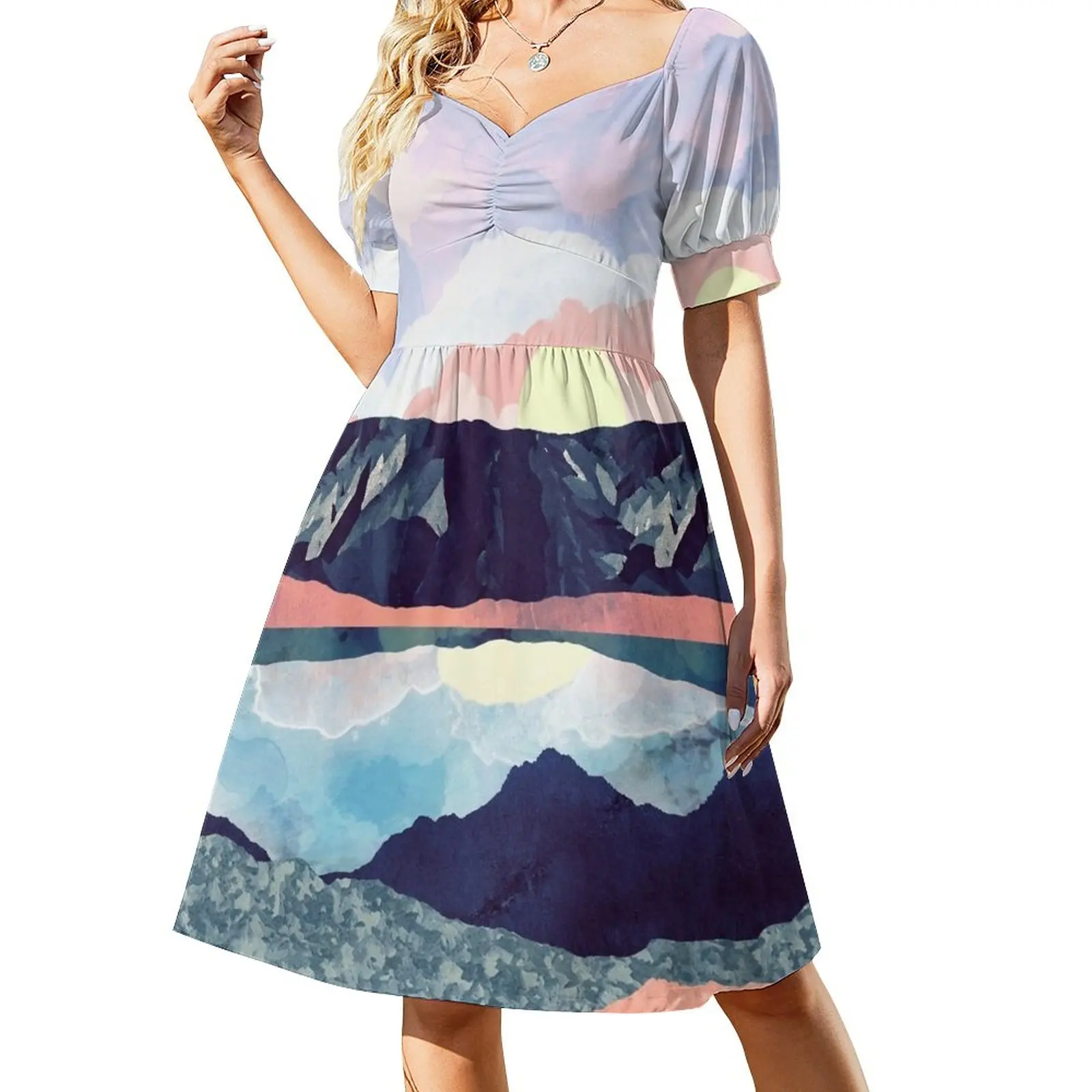 

Lake Reflection Sleeveless Dress prom clothes Long dresses Women's long dress