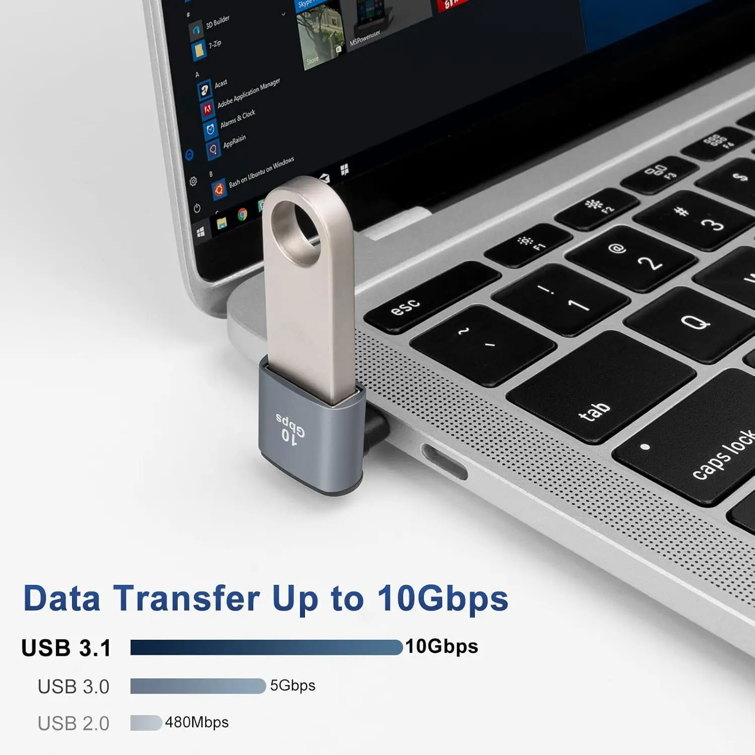 Right-Angle USB-C to USB 3.1 OTG Adapter – Fast 10Gbps Data Transfer