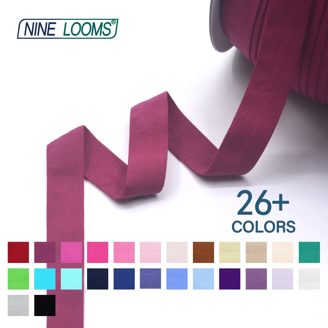NINE LOOMS Matte Fold Over Elastics FOE 3/4" 20mm Solid Non-Shiny Spandex Bands Unterwäsche Dessous Kleid Nähbesatz 2 5 10 Yard – Detail 2