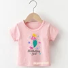 Kawaii Girls T-Shirt Cute Mermaid Birthday Number Print 1 2 3 4 5 6 7 8 9 For Kids Birthday Gift Clothing Tshirt Cute Baby Shirt 4