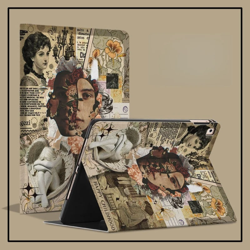 Vintage Patchwork Print Smart Case with Pen Holder