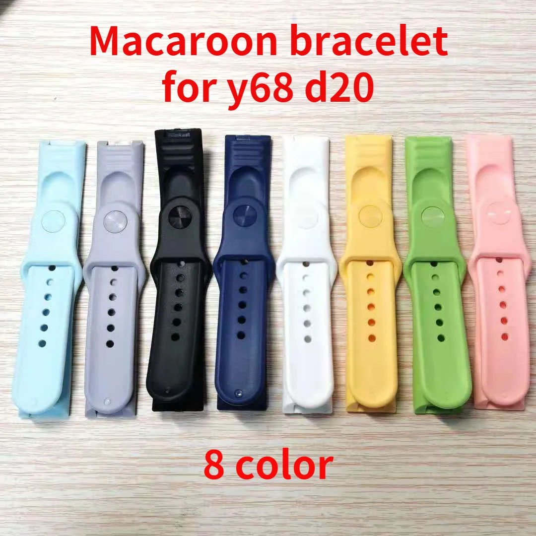 Силиконовый ремешок Macaron для наручных часов Y68 D20 D28 сменный мягкий из ТПУ