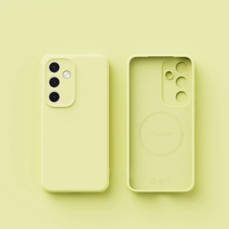 Enhanced Liquid Silicone Magnetic Case with Built-In Flock Cover - Wireless Charging Compatible