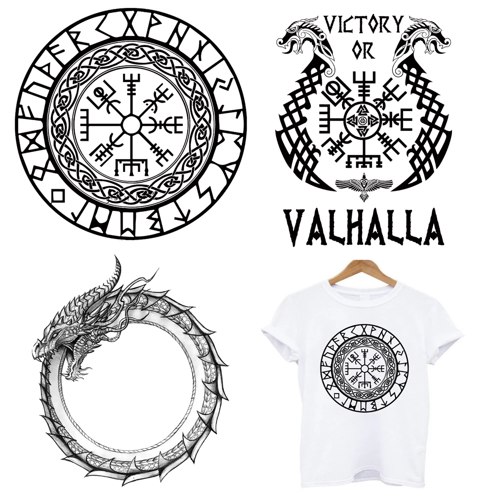 2Pcs Viking Iron On Fusible Patches For Clothing Heat Transfer Stickers embroidered patches heat transfer stickers tactical patches clothing patches custom name patches