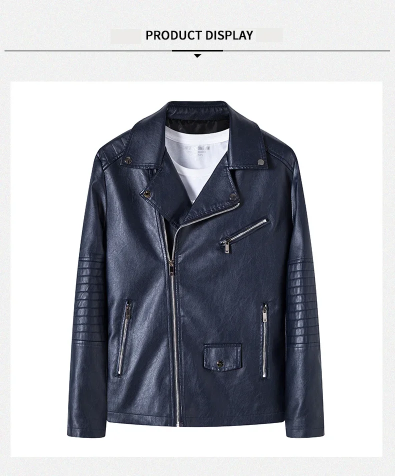 Description Picture 5 of itemSpring and Autumn Men's Leisure Motorcycle Windproof Lapel Fashion PU Leather Jacket Brand Men's Slim Fit High Quality Coat