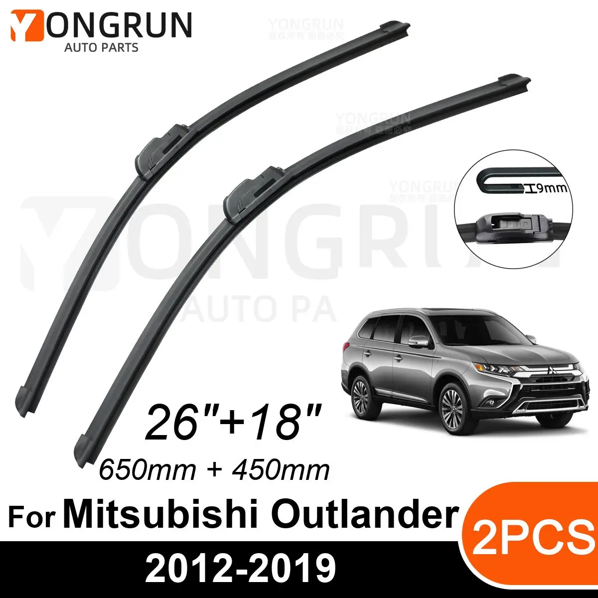

Стеклоочистители передние Автомобильные для Mitsubishi Outlander 2012-2019, резиновые щетки стеклоочистителя 26 + 18 дюймов, аксессуары для лобового стекла автомобиля