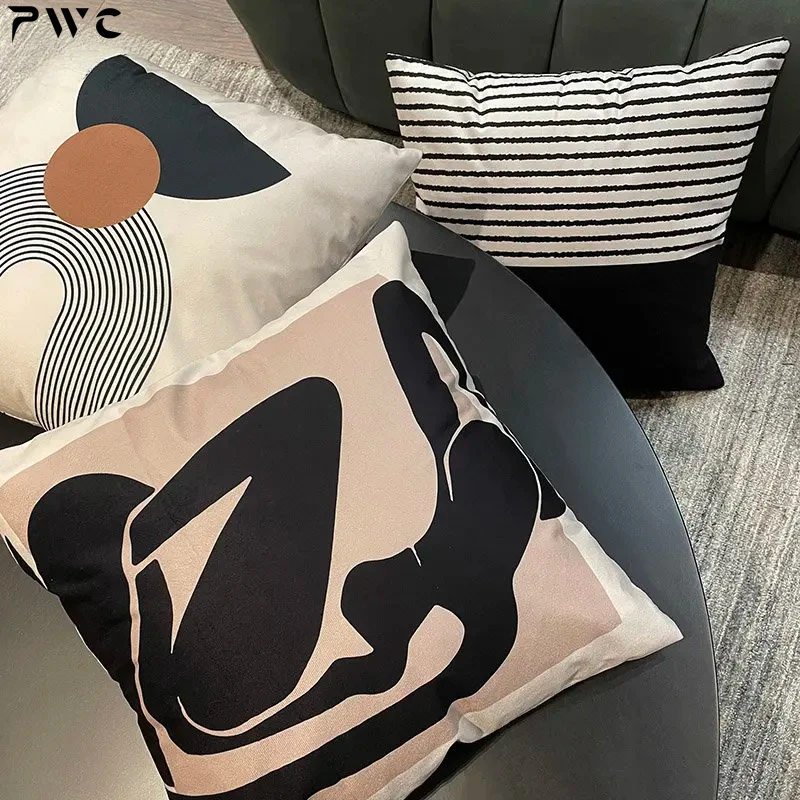 

45*45cm Nordic Ins Cartoon Printing Pillow Square Cushion Sofa Pillow Living Room Back Cushion Pillow Cover