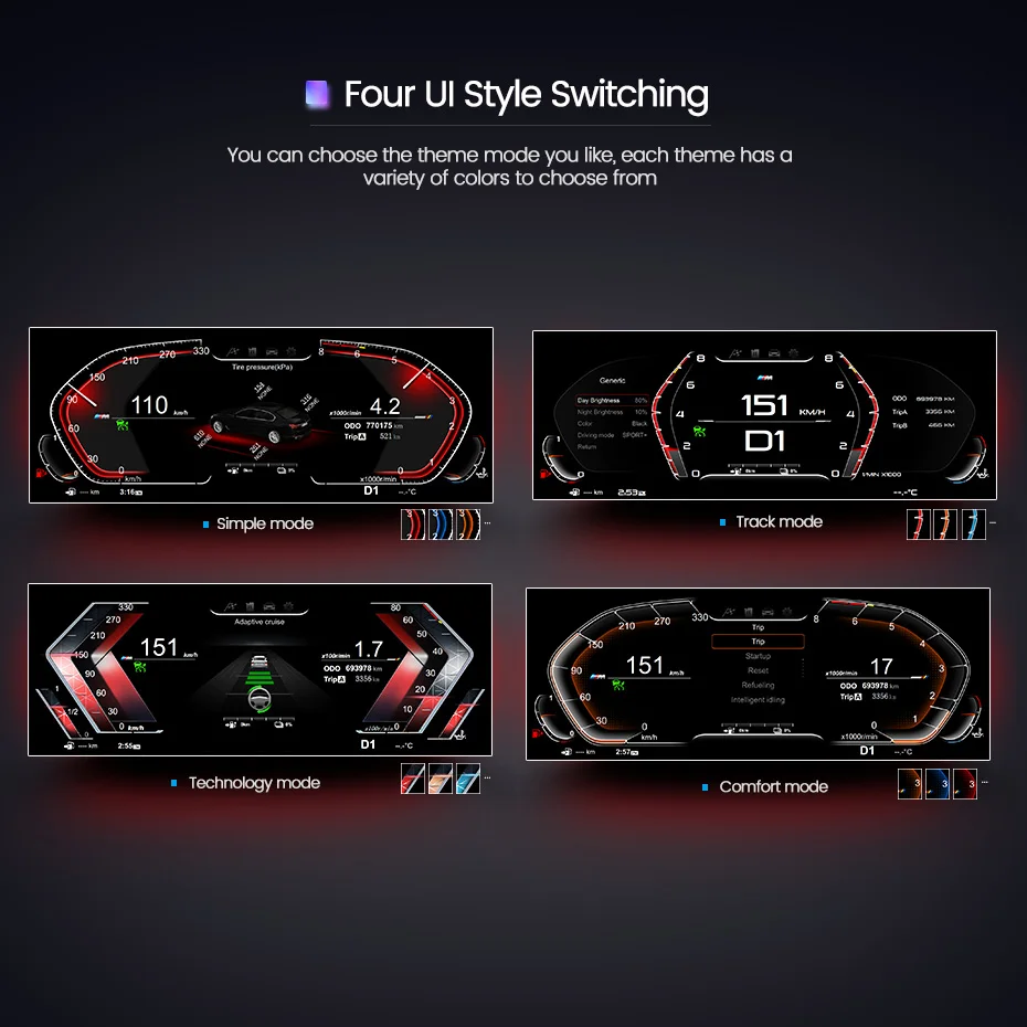 Panel de instrumentos digital LCD MEKEDE Europe Stock para BMW Serie 3 E90/E91/E92/E93 2005-2012, velocímetro, cabina virtual. 6