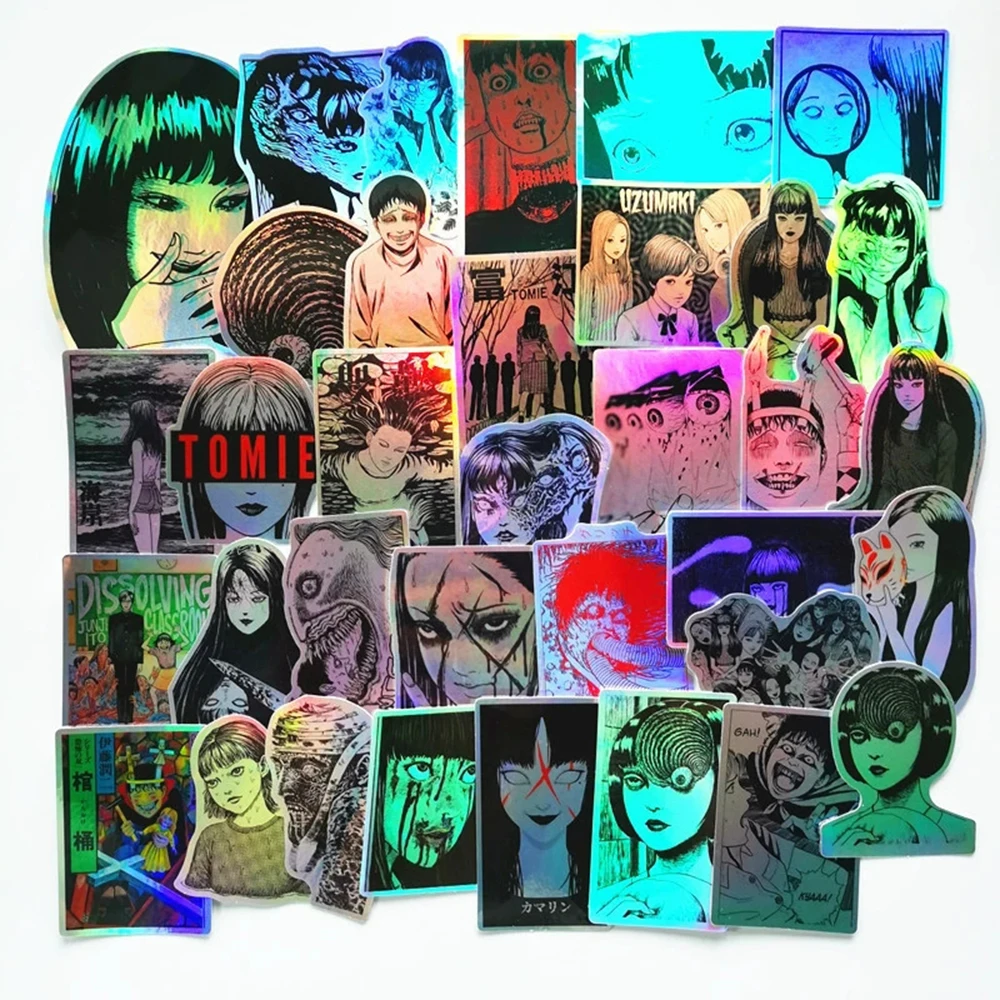 10/30/50pcs Cool Laser Anime Tomie Stickers Aesthetic Graffiti Decals Laptop Motorcycle Car Skateboard Waterproof Sticker Toys