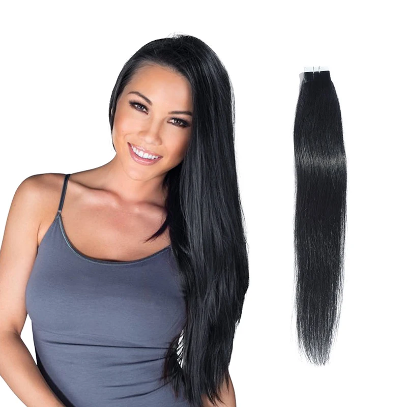 Tape In Straight Human Hair Extensions Brazilian Hair Adhesive Extensions Real Human for Women Skin Weft Black Brown