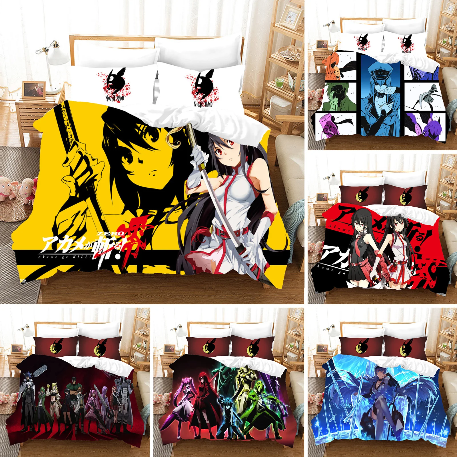 

Anime Akame ga KILL Bedding Set Duvet Cover Bedroom Comforter Covers Single Twin King ​Size Quilt Cover Home Textile 2/3PCS