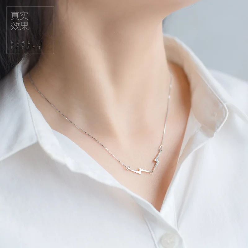 

Женское серебряное ожерелье с молнией, новое корейское ожерелье, подарок подруге на День святого Валентина и день рождения, цепочка до ключиц