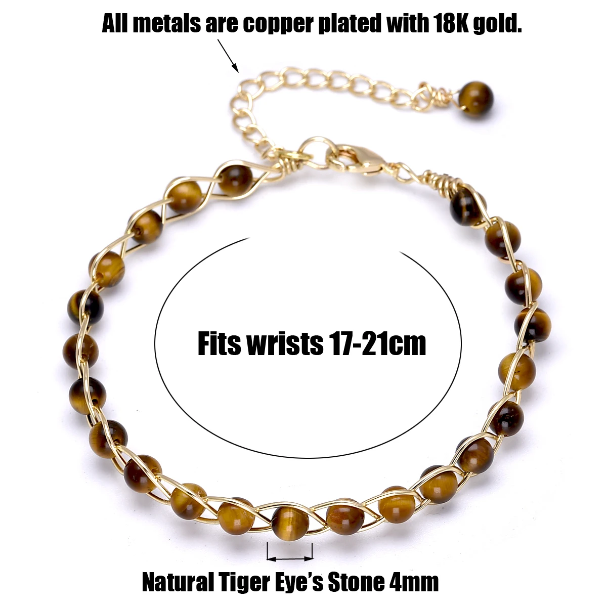 Crystal chakra bracelet with woven copper base