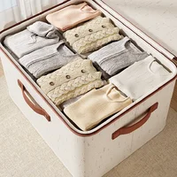 Large Household Storage Box Heavy-duty Hard Shell Cotton Linen Zipper Storage Organizer Box with Lid for Clothes Toys Blankets 2