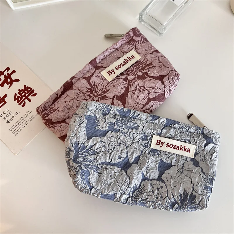 Französisch Geprägte Blumen Reise Kosmetische Lagerung Tasche Brieftasche Nette Frauen Make-Up Kits Handtaschen Telefon Bleistift Fall Organizer Tasche – Detail 16