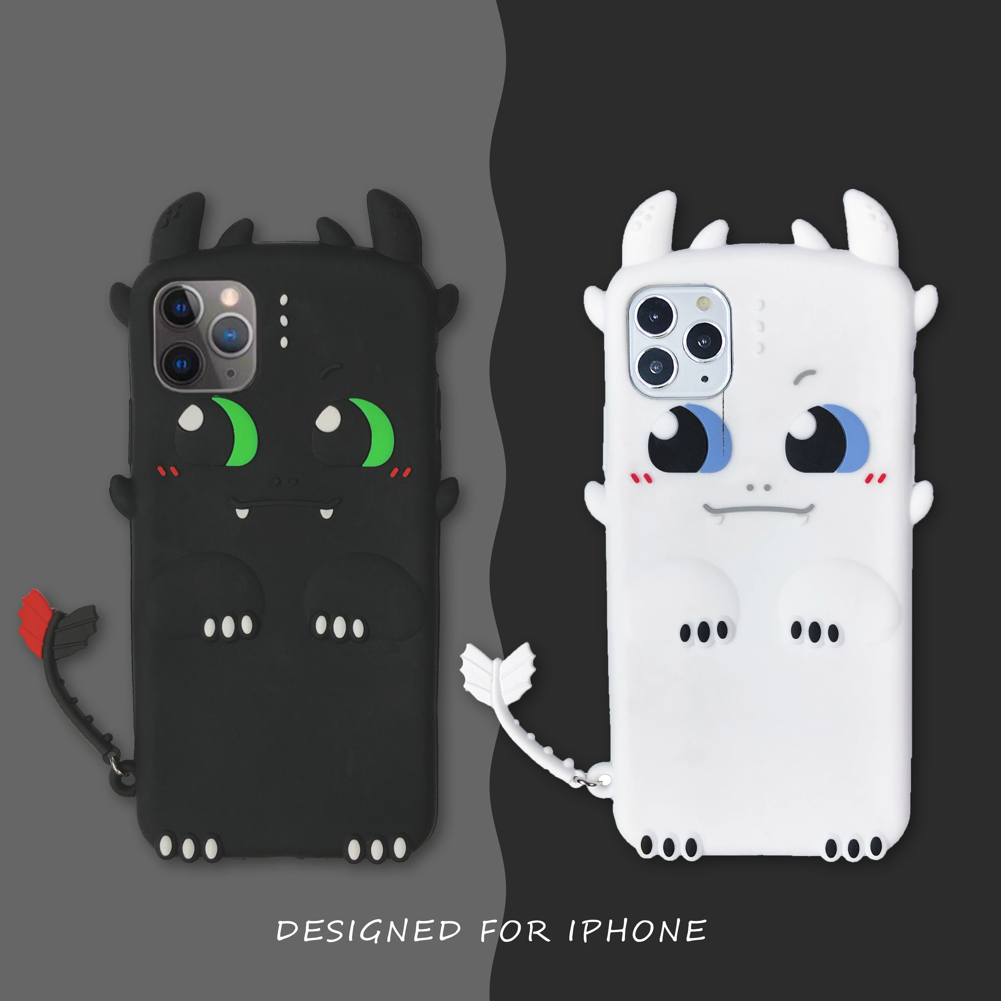 Black and White Dragon Silicone Soft Cover Case