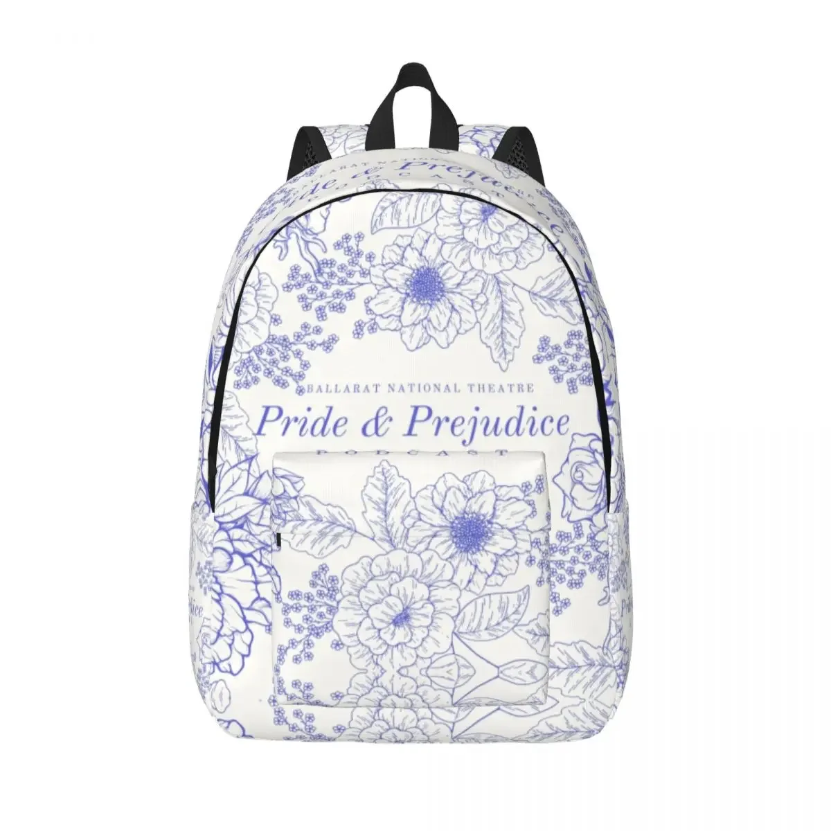 

Customized Pride And Prejudice Florals Quote Canvas Backpack Men Women Casual Bookbag for School College Jane Austen Bags