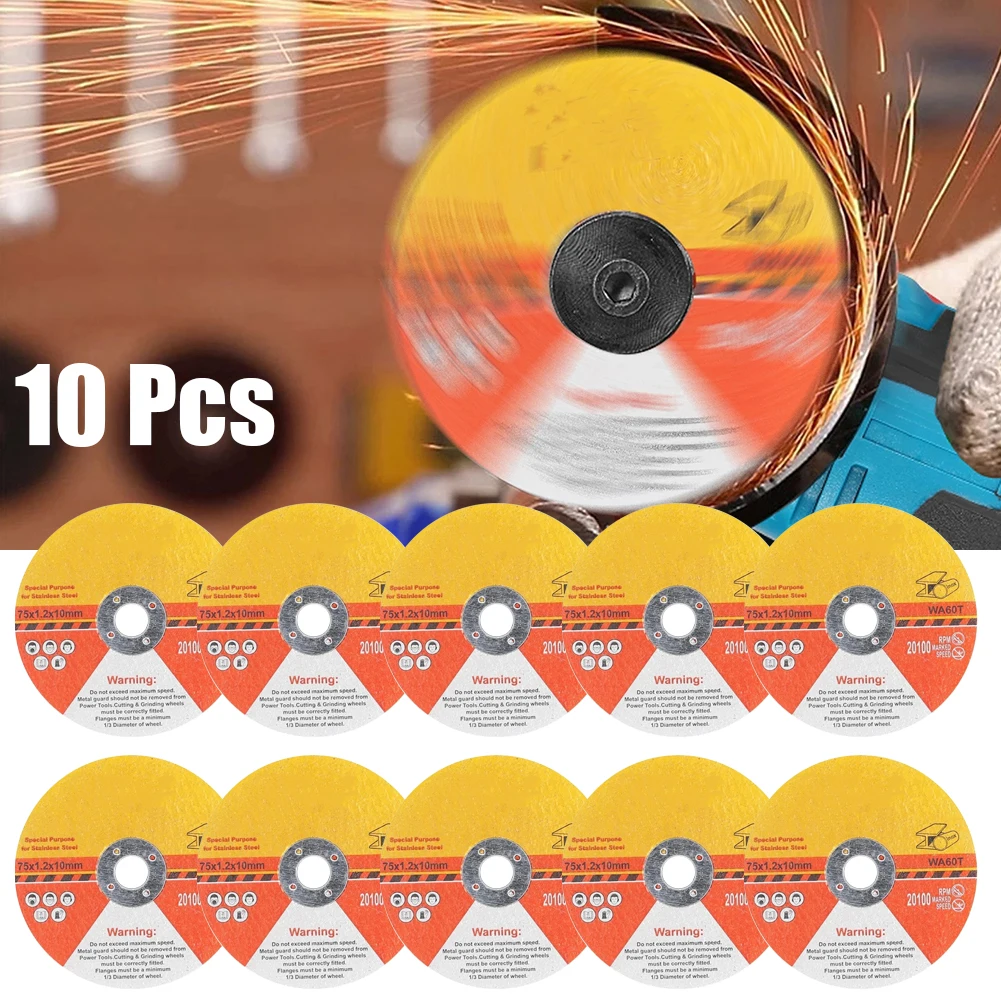 10Pcs 75mm Circular Resin Saw Blade Grinding Wheel Cutting Discs 10mm Bore 1.2mm Ultra-thin Angle Grinder Accessory cutting disc grinding disc grinding wheel cutting blade saw blade