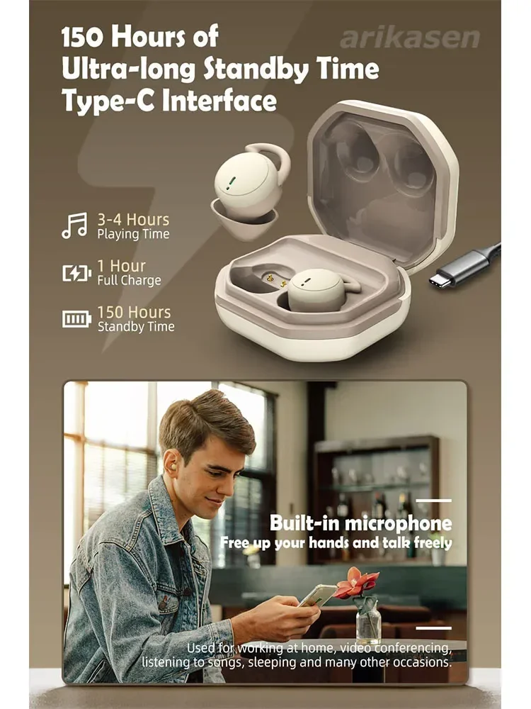 2026 NEW Deep Sleep Earbuds Ultra Thin for Side Sleepers Invisible Noise Cancelling for Rest Wireless Comfortable Earphones