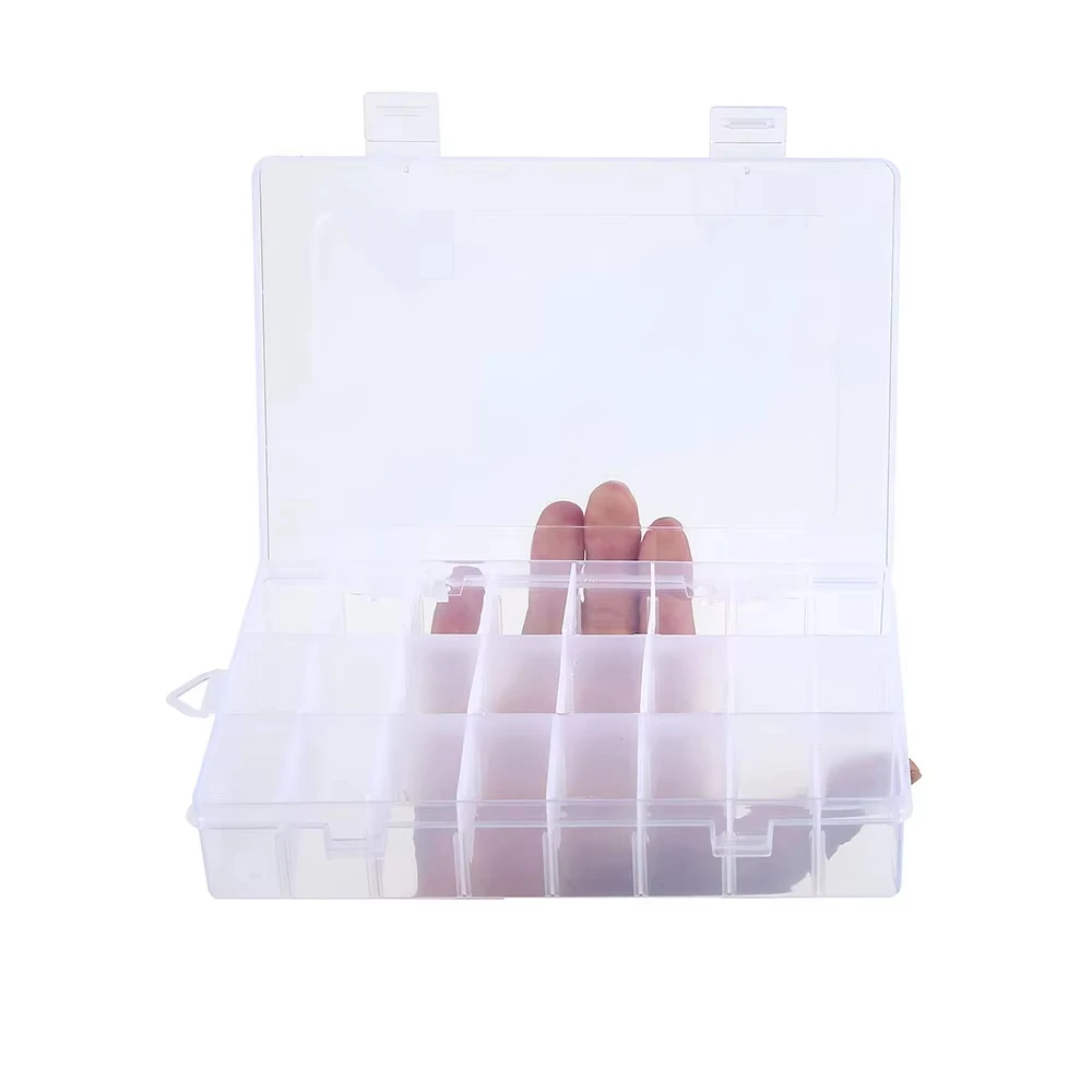 24 Grids Transparent Plastic Grid Box Storage Organizer With Adjustable Dividers For Display Collection Beads Art DIY Crafts