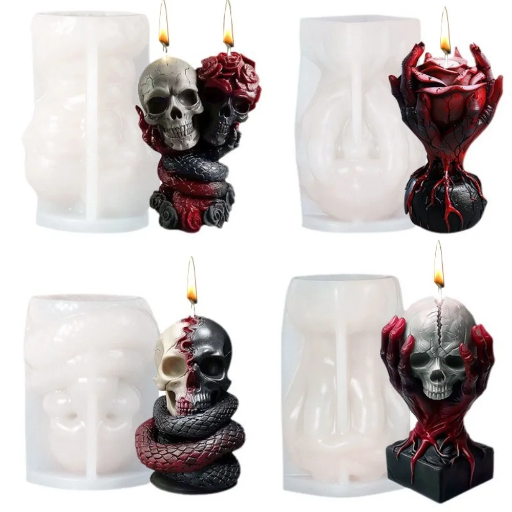 Description Picture 2 of item3D Skull Aroma Candle Silicone Molds DIY Halloween Skull Snake Creative Pendant Candle Mold Home Decor