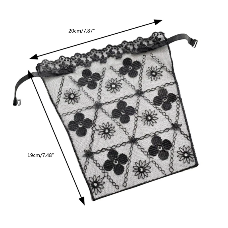 Women Summer Clip-On Floral Lace Mock Camisole Bra Insert Secret Cleavage Cover Overlay Panel Vest Wrapped Chest Bandeau