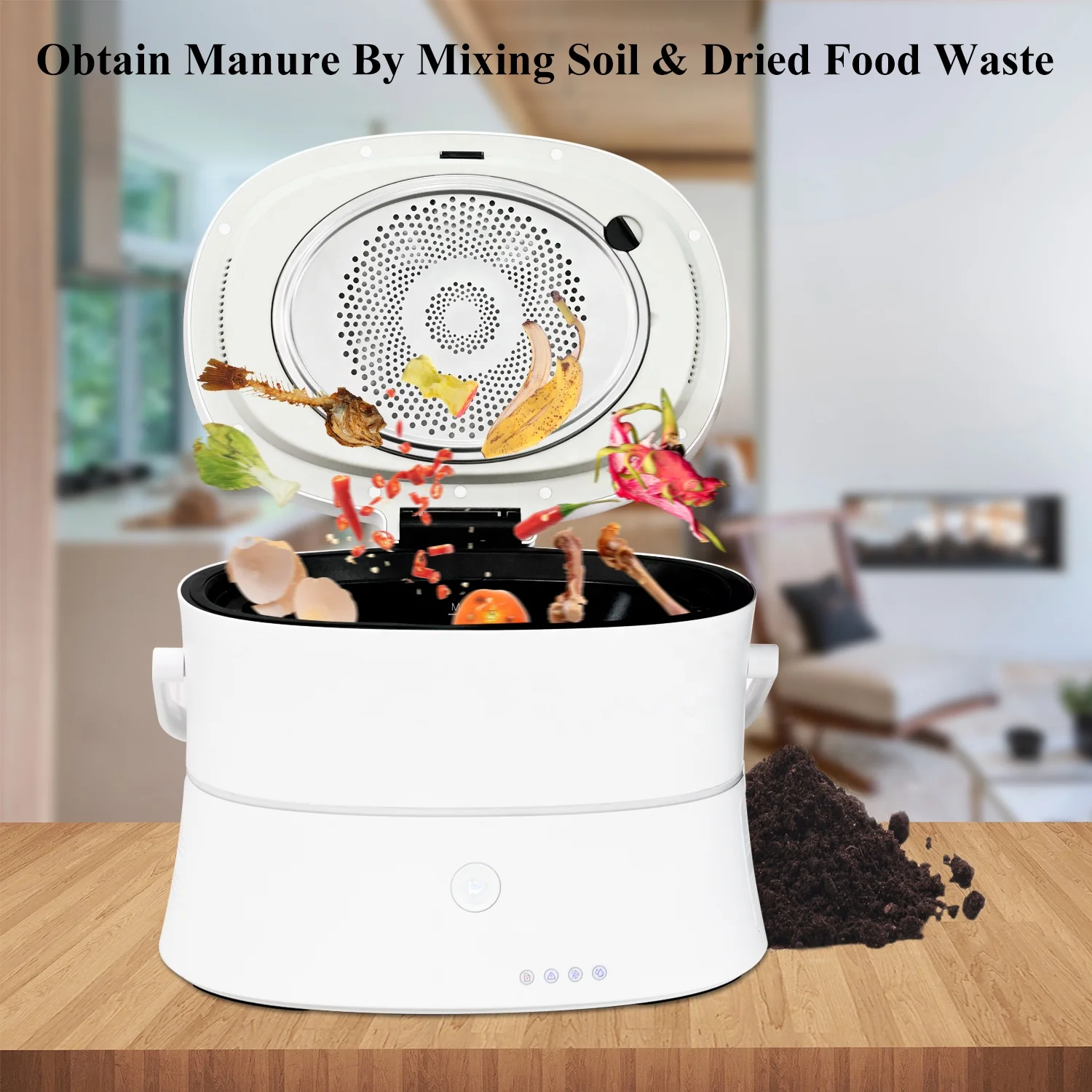 Latest Large Capacity Electric Indoor Kitchen Waste Composter Bin Counter-Top Food Waste Disposer Continuous Feed 5