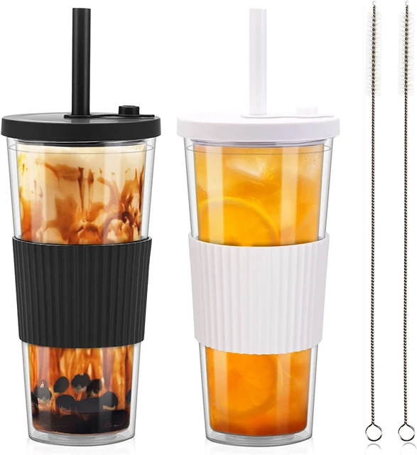 Plastic Iced Coffee Cup Lid Reusable  Iced Coffee Tumblers Straw - 5/10pcs  Cute - Aliexpress