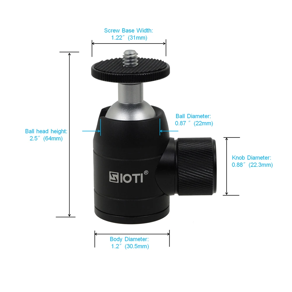 Sioti Tripé Cabeça de Bola Cabeça de Montagem do Tripé-metal Ballhead 360 ° Pan 90 ° Inclinação Tripé Montagem para Gopro Câmera Digital Telefone Celular Luz - Image 4
